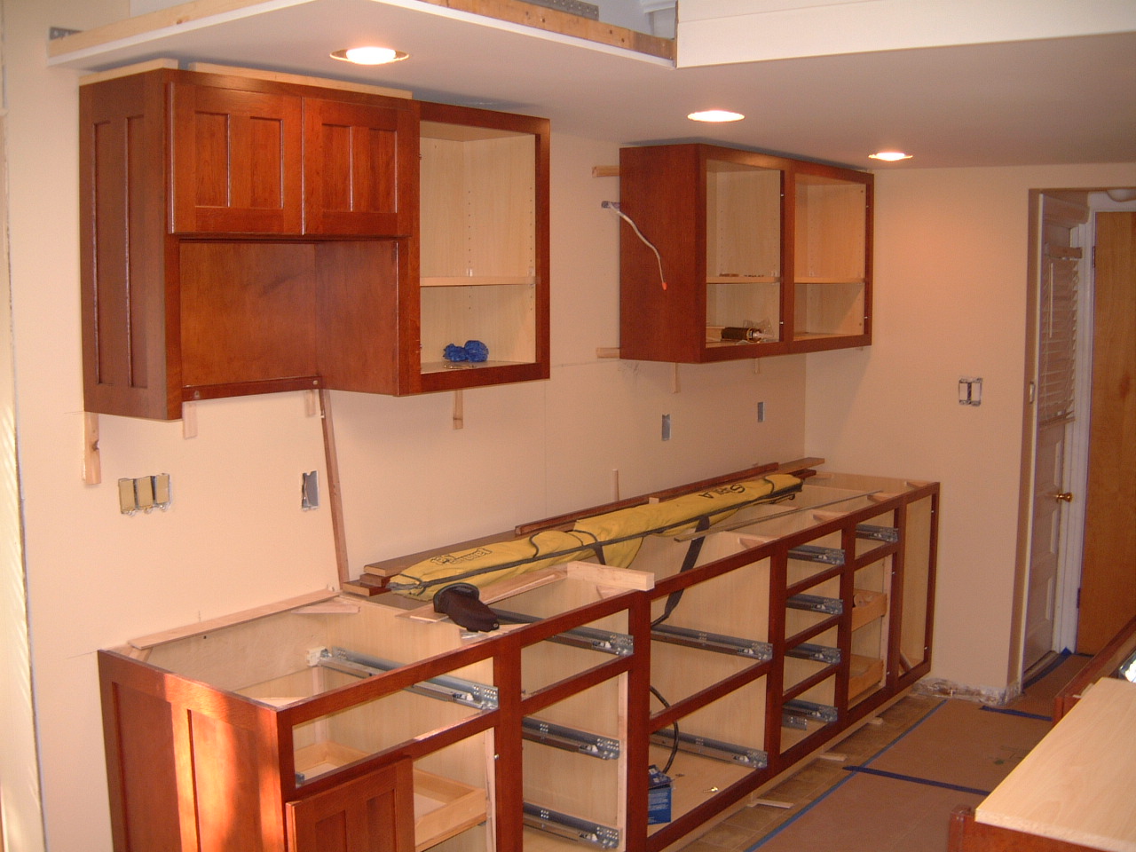 Installing kitchen cabinets