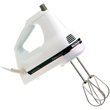 White hand mixer with two beaters