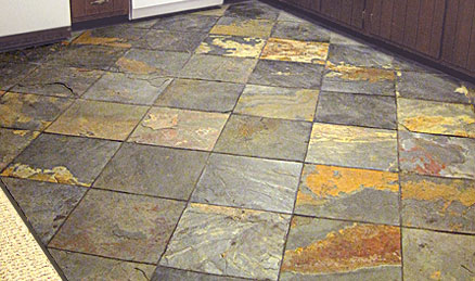Tile flooring in the form of square tiles with unique patterns