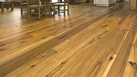 Prefinished hickory flooring in a kitchen