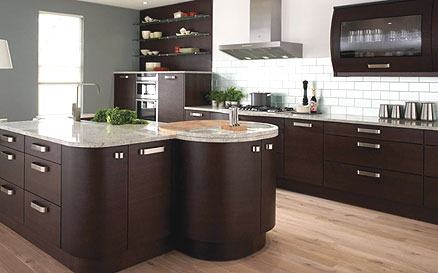 Rich dark brown IKEA kitchen cabinets in a modern-style kitchen