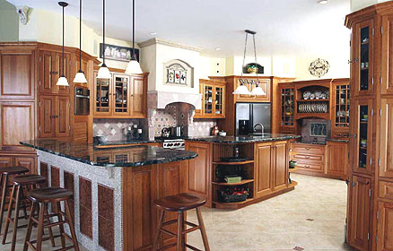 Custom kitchen design idea - a large kitchen with a good mix of various kitchen designs
