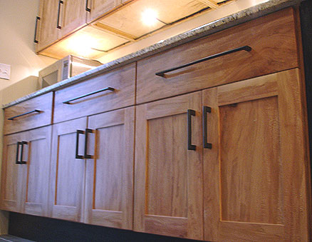 Wood Shaker style kitchen base cabinets
