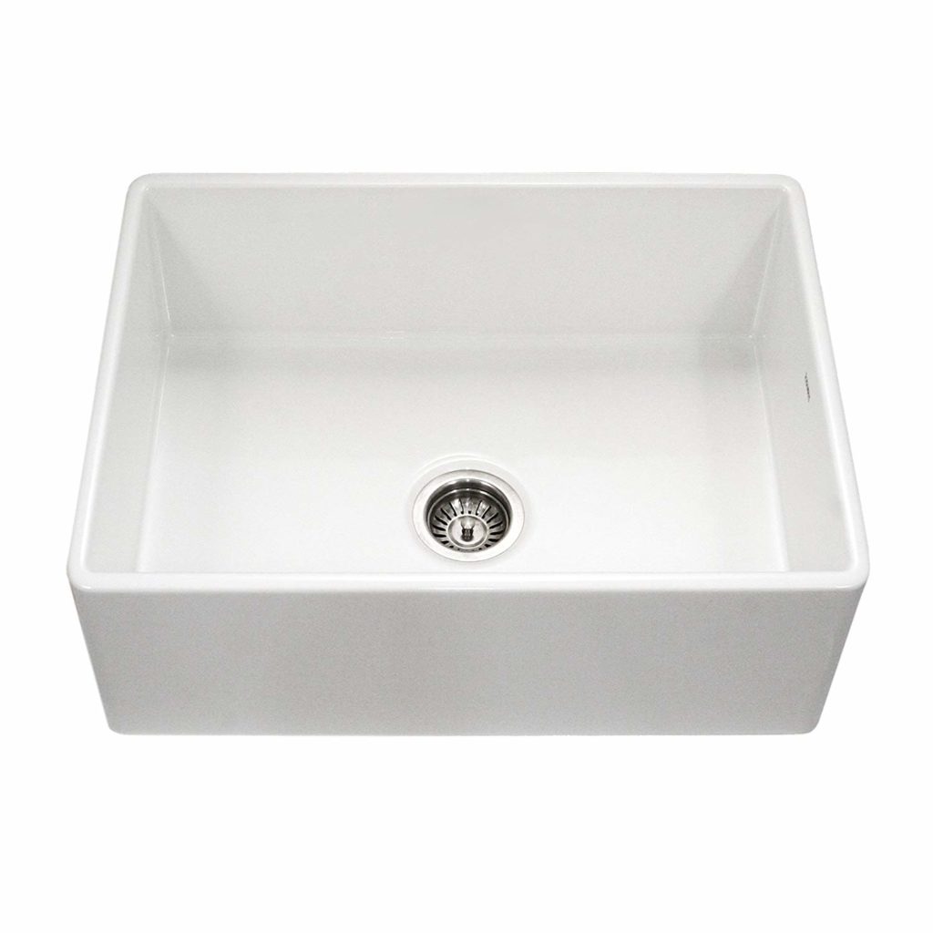 Houzer PTS-4100 WH Platus Series Apron-Front Fireclay Single Bowl Kitchen Sink