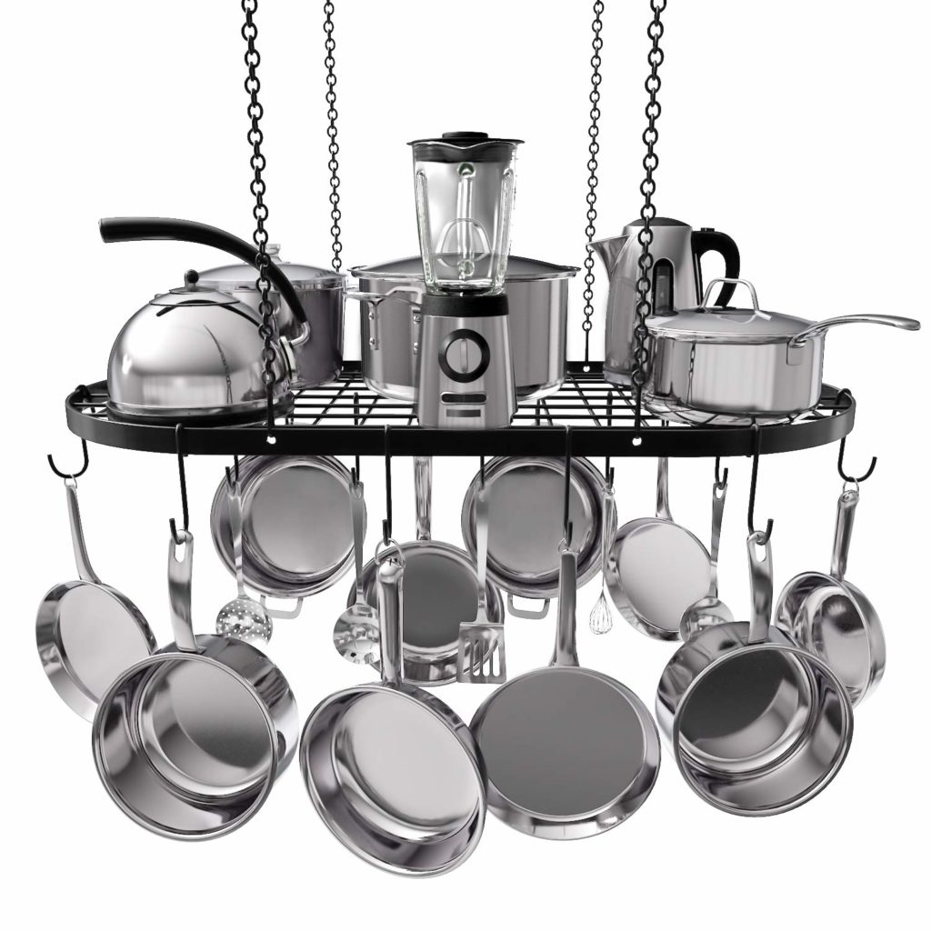 Kitchen ceiling pot rack
