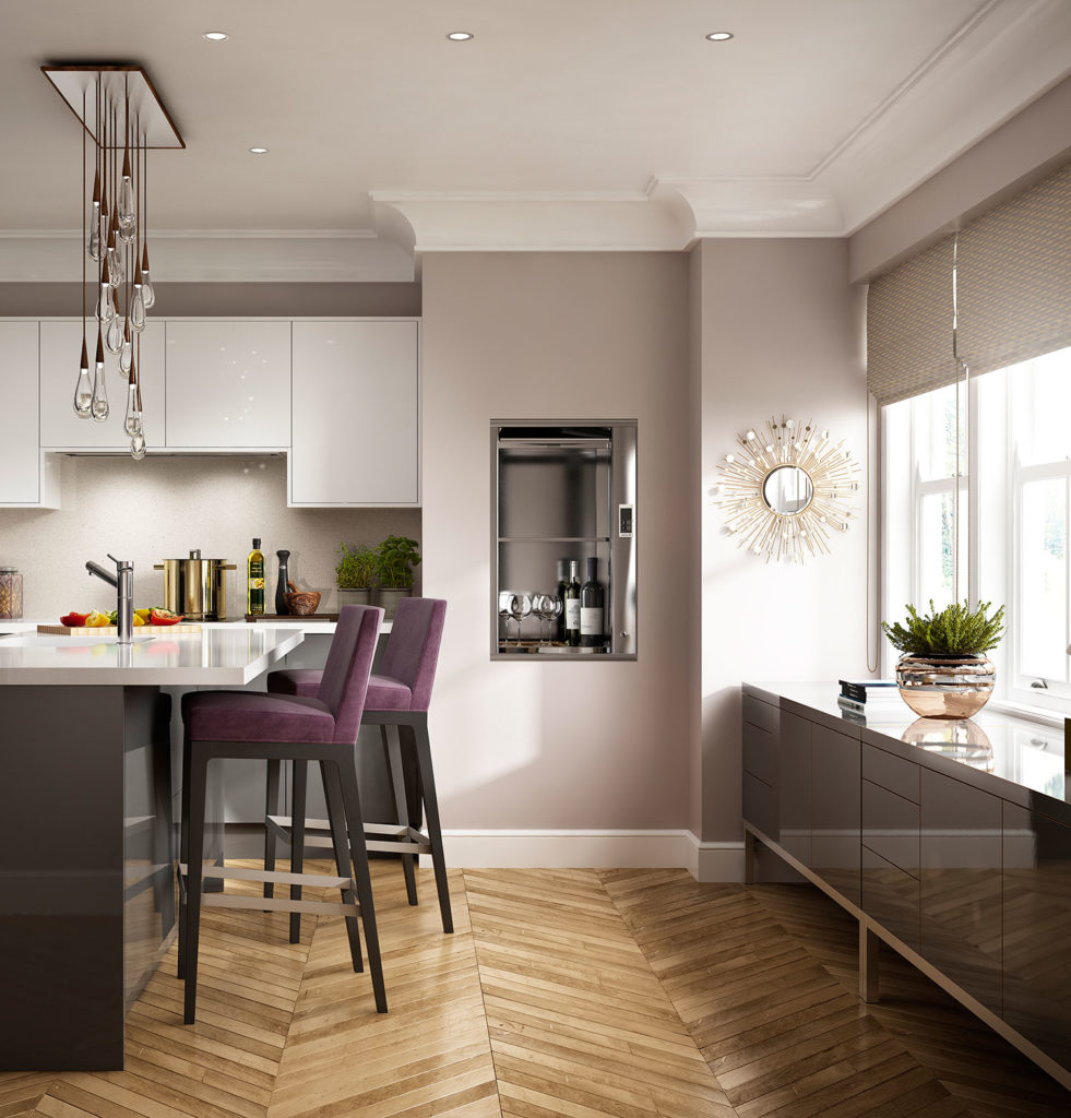 Kitchen with a dumbwaiter