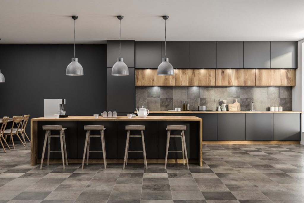 Kitchen island in a contemporary kitchen